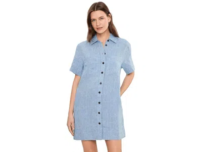 Madewell Relaxed Mini Shirtdress In 100% Linen In Blue
