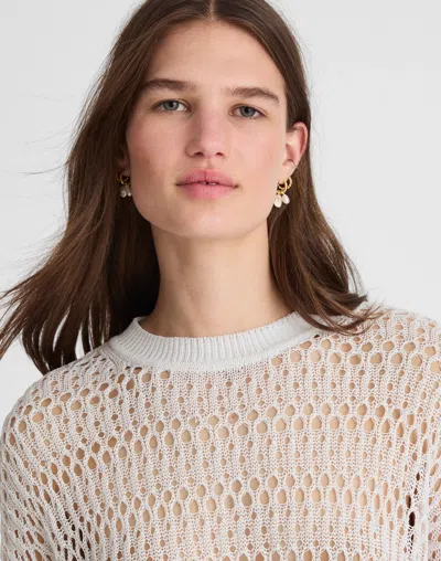 Madewell Relaxed Open-stitch Sweater Tee In White