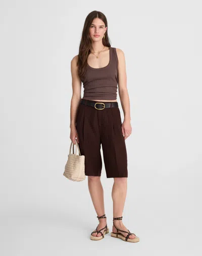 Madewell Relaxed Pleated Trouser Shorts In Brown