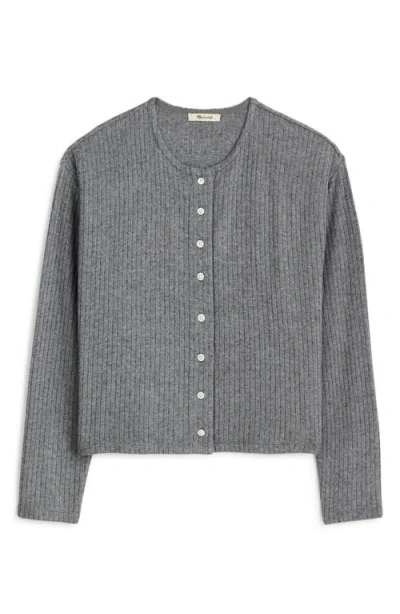 Madewell Relaxed Rib Button Front Cardigan In Heather Grey