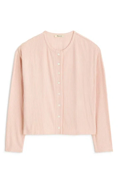 Madewell Relaxed Rib Button Front Cardigan In Pale Blush