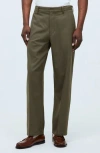 Madewell Relaxed Straight Leg Cotton & Wool Trousers In Green