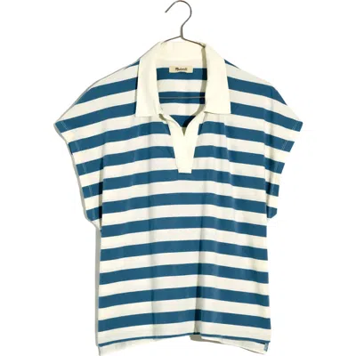Madewell Relaxed Stripe Polo Tee In Ocean