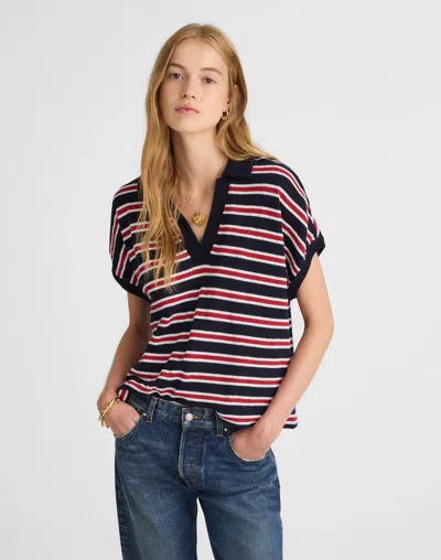 Madewell Relaxed V-neck Polo Shirt In Multi