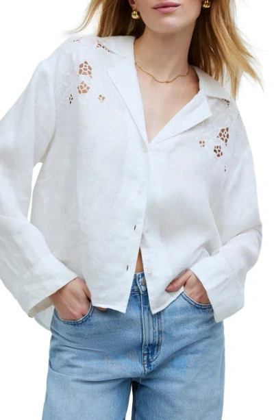 Madewell Resort Long Sleeve Button-up Shirt In Eyelet White