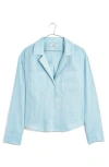 Madewell Resort Long Sleeve Ramie Shirt In Blue Heron