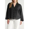 Madewell Resort Long Sleeve Ramie Shirt In True Black