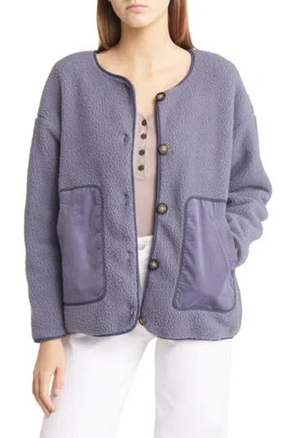 Madewell Resourced Fleece Cardigan Jacket In Sunfaded Indigo