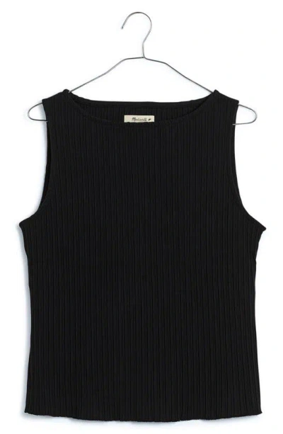Madewell Rib Boat Neck Tank In Jet Black