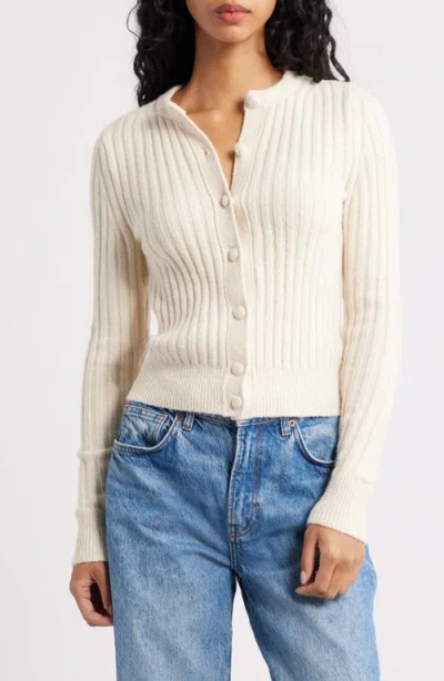 Madewell Rib Cotton & Merino Wool Blend Cardigan In Brown
