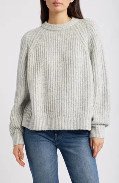 Madewell Rib Cotton Blend Sweater In Hthr Dusk Grey Marl