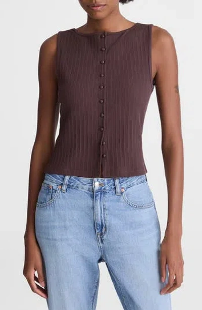 Madewell Rib Crewneck Vest Tank In Chocolate Plum