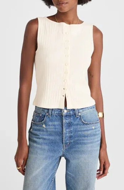 Madewell Rib Crewneck Vest Tank In Vintage Ivory