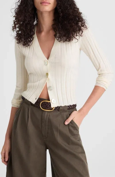 MADEWELL MADEWELL RIB V-NECK MERINO WOOL & SILK CARDIGAN