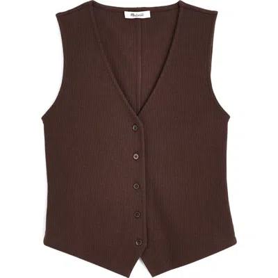 Madewell Rib V-neck Vest In Brown