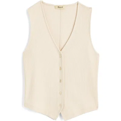 Madewell Rib V-neck Vest In Neutral