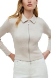 Madewell Rib Zip Front Cotton Top In Brown