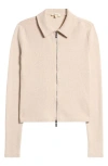 Madewell Rib Zip Front Cotton Top In Natural
