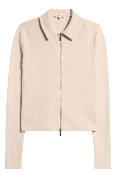 Madewell Rib Zip Front Cotton Top In Natural