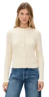 Madewell Ribbed Button Front Cardigan Antique Cream In White