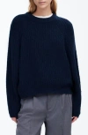 Madewell Ribbed Cotton Blend Sweater In Deep Indigo