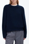 Madewell Ribbed Cotton Blend Sweater In Deep Indigo
