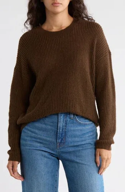 Madewell Ribbed Crewneck Sweater In Brown