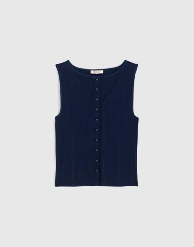 Madewell Ribbed Crewneck Vest Tank In Blue