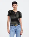Madewell Ribbed Lace-up Tee In Jet Black