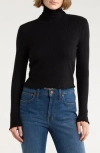 Madewell Ribbed Long Sleeve Turtleneck Crop Top In Black