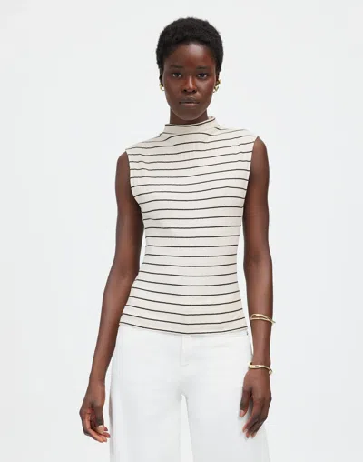 Madewell Ribbed Mockneck Tank In Jet Black