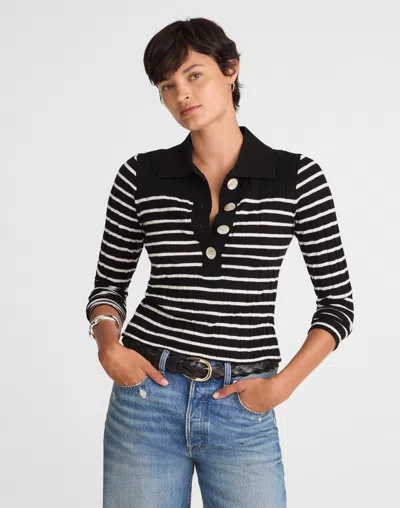Madewell Ribbed Polo Sweater In Black