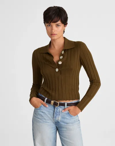 Madewell Ribbed Polo Sweater In Multi