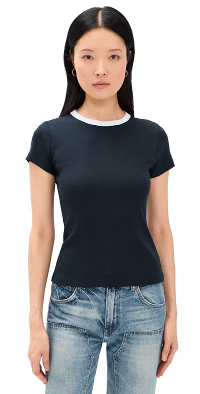 Madewell Ribbed Short Sleeve Crew Neck Tee With Center Back Colorblock In Blue