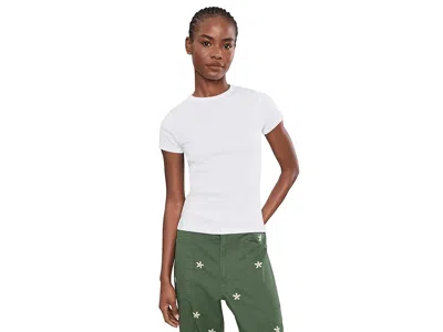 Madewell Ribbed Short Sleeve Crew Neck T-shirts With Center Back In White