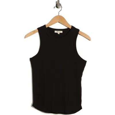 Madewell Ribbed Stretch Cotton Cutaway Tank In Black