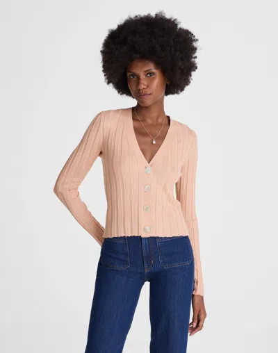 Madewell Ribbed V-neck Cardigan In Neutral
