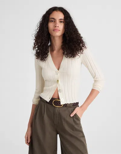 Madewell Ribbed V-neck Cardigan In White