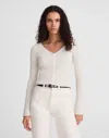 Madewell Ribbed V-neck Sweater Top In White