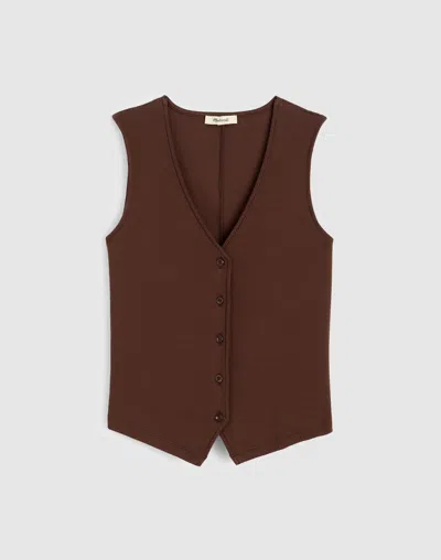 Madewell Ribbed V-neck Vest In Brown