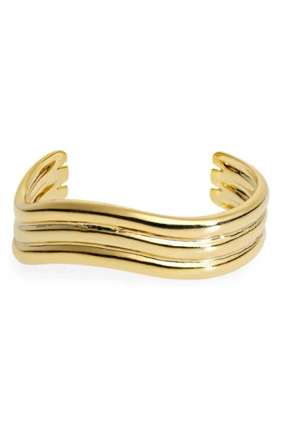 Madewell Ribbed Wavy Cuff Bracelet In Gold