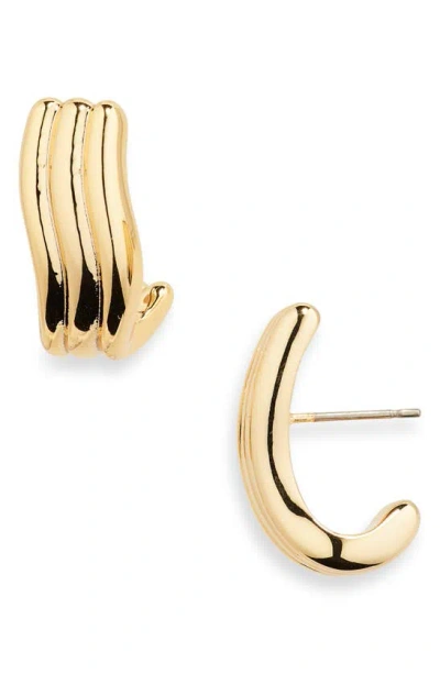 Madewell Ribbed Wavy Statement Earrings In Pale Gold