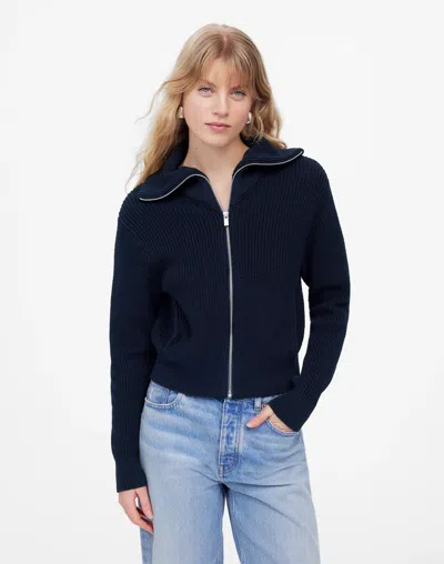 Madewell Ribbed Zip-front Cardigan In Navy