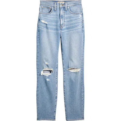Madewell Ripped High Waist Mom Jeans In Lowden Wash