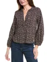 Madewell V-neck Long Sleeve Cotton Blend Top In Brown