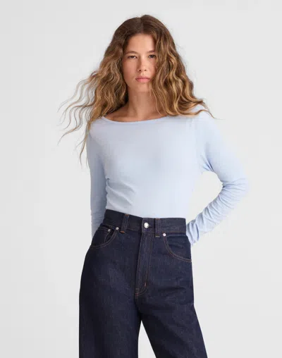 Madewell Ruched Crewneck Long-sleeve Tee In Blue