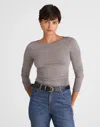 Madewell Ruched Crewneck Long-sleeve Tee In Brown