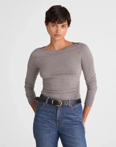Madewell Ruched Crewneck Long-sleeve Tee In Brown