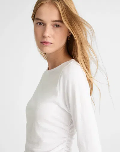 Madewell Ruched Crewneck Long-sleeve Tee In White