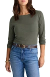 Madewell Ruched Crewneck Long-sleeve Tee In Green